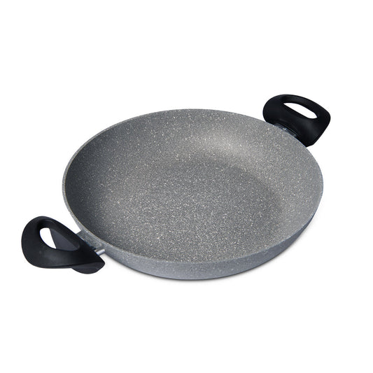 雙握耳天然礦石不黏深煎鍋 28cm  明火