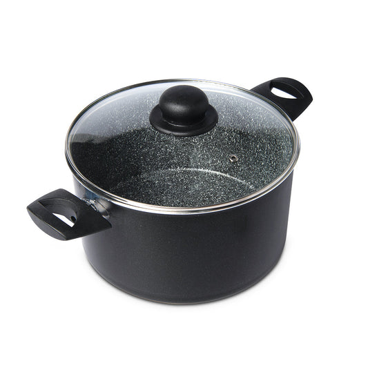 雙握耳 七層複合鋼鋁易潔高桶煲連玻璃蓋 24cm 所有爐具適用