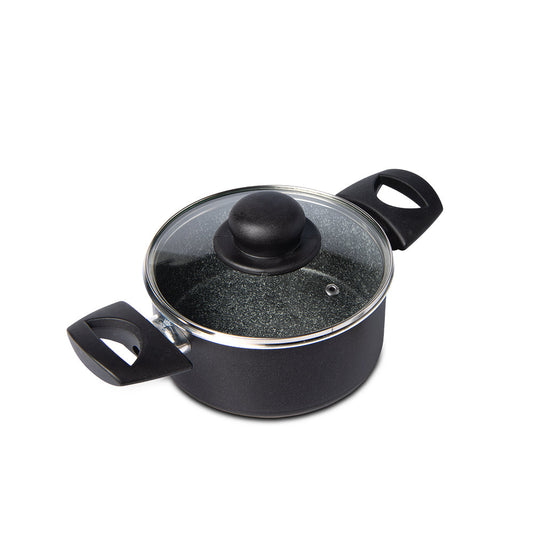 雙握耳 七層複合鋼鋁易潔煲連玻璃蓋 16cm 所有爐具適用