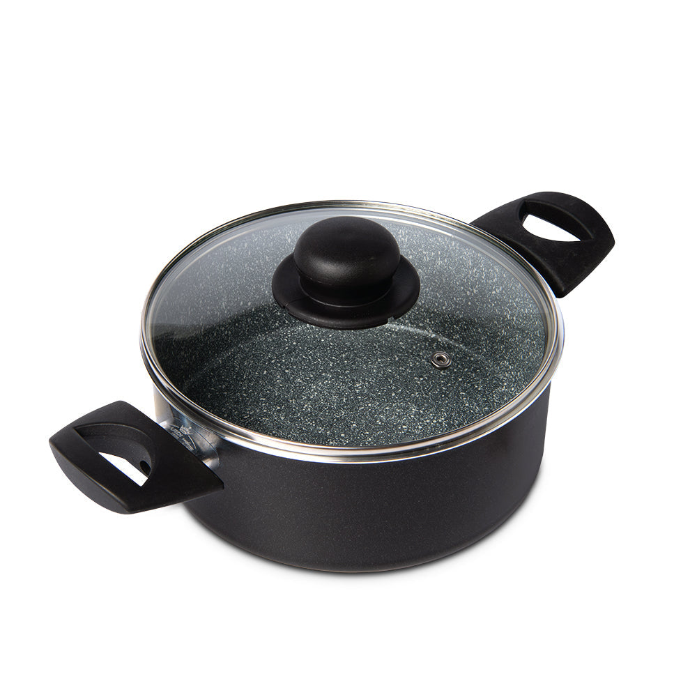 雙握耳 七層複合鋼鋁易潔煲連玻璃蓋 20cm 所有爐具適用