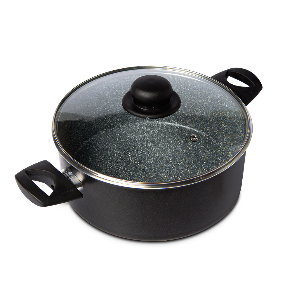 雙握耳 七層複合鋼鋁易潔煲連玻璃蓋 24cm 所有爐具適用