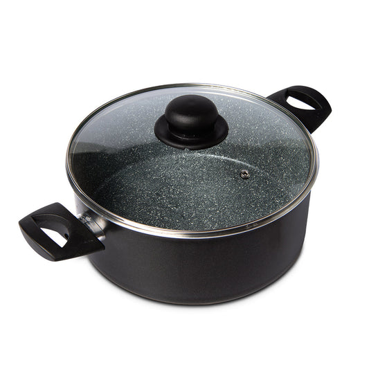 雙握耳 七層複合鋼鋁易潔煲連玻璃蓋 24cm 所有爐具適用