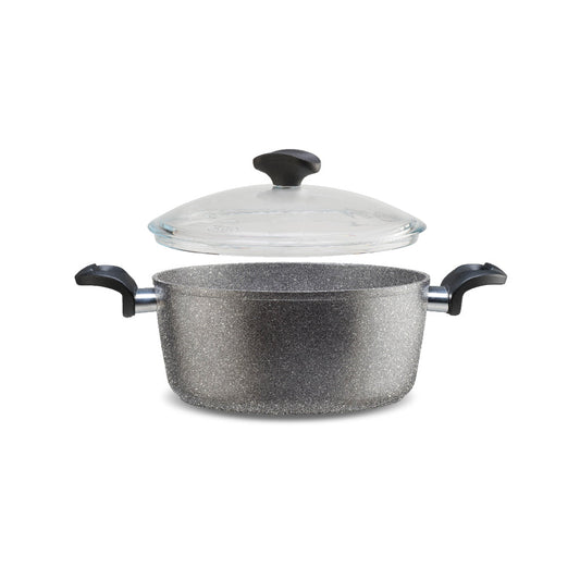UNION 天然礦石雙握耳煲 20cm  連玻璃蓋  所有爐具適用